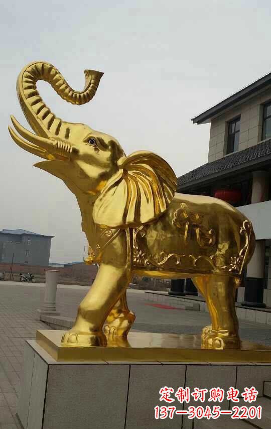 金华黄铜色大象铜雕,历久弥新