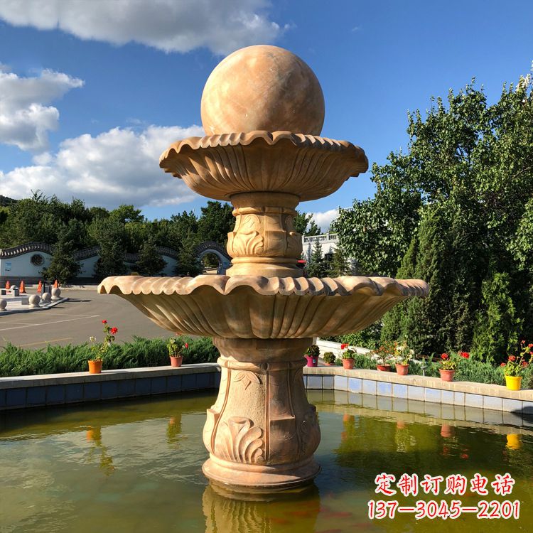 金华黄锈石石雕喷泉