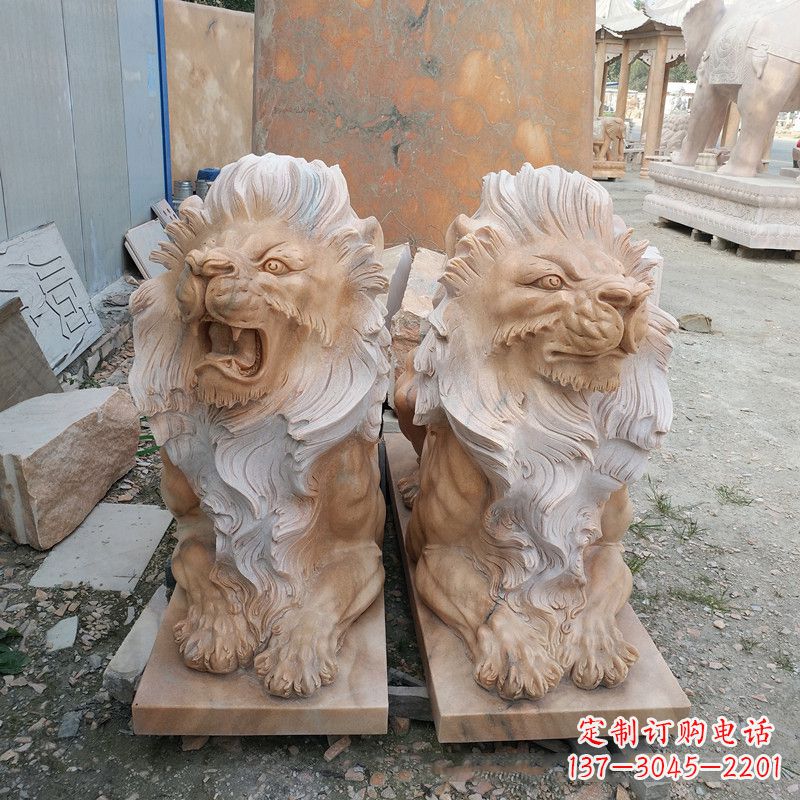 金华风格多样的狮子雕塑