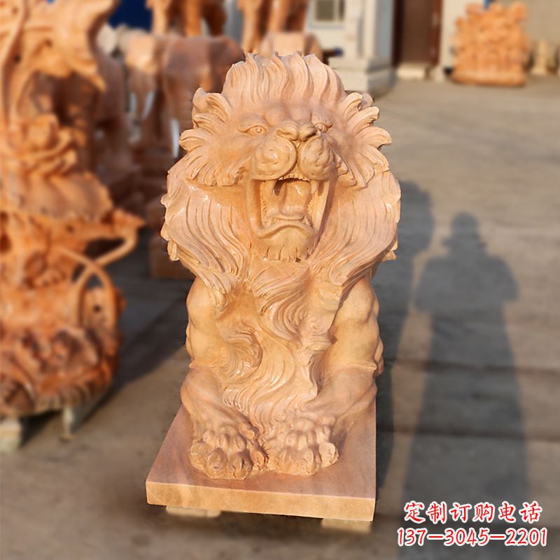 金华象征力量的汇丰狮子红石雕