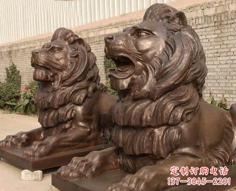 金华汇丰铜雕狮子,威武雄壮
