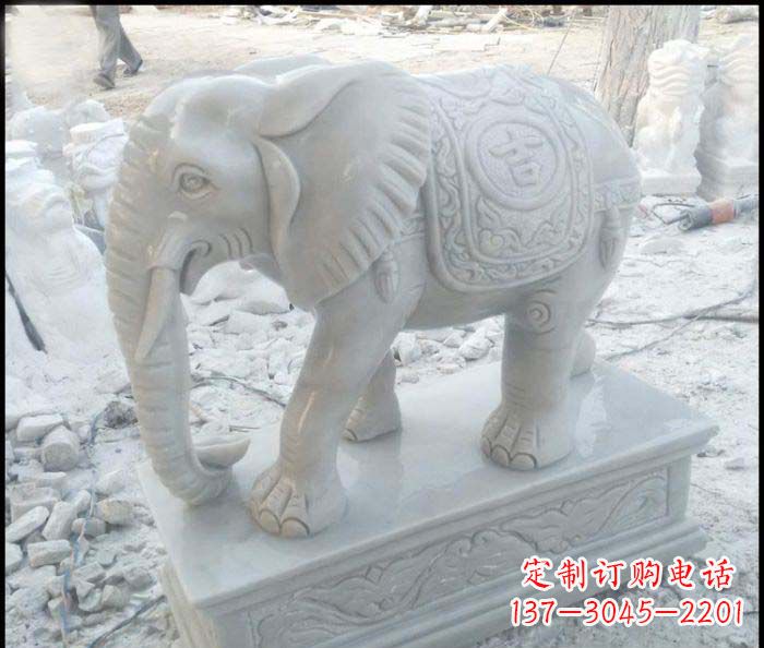 金华吉祥如意汉白玉大象石雕