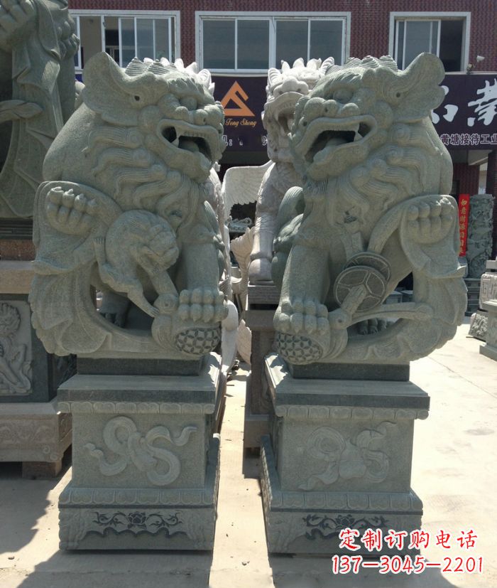 金华街边景观南方狮子石雕 (2)