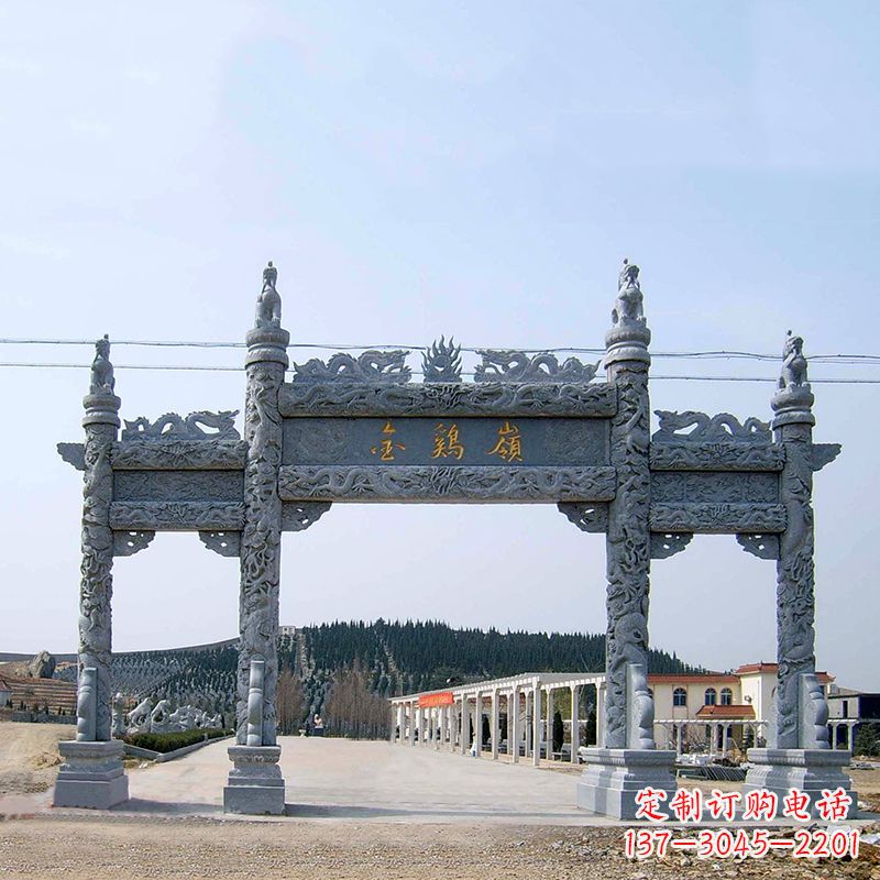金华金鸡岭景区石雕牌坊特色雕塑定制