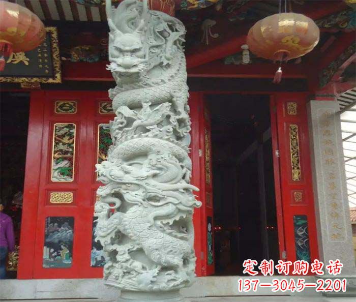 金华精美的大理石龙柱雕塑