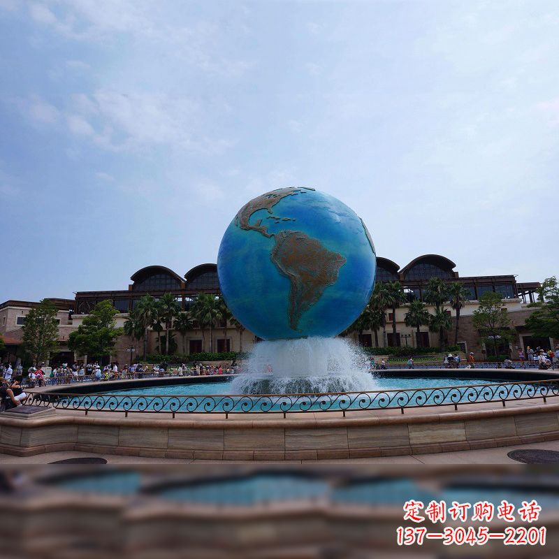 金华景区广场不锈钢地球仪水景喷泉景观雕塑