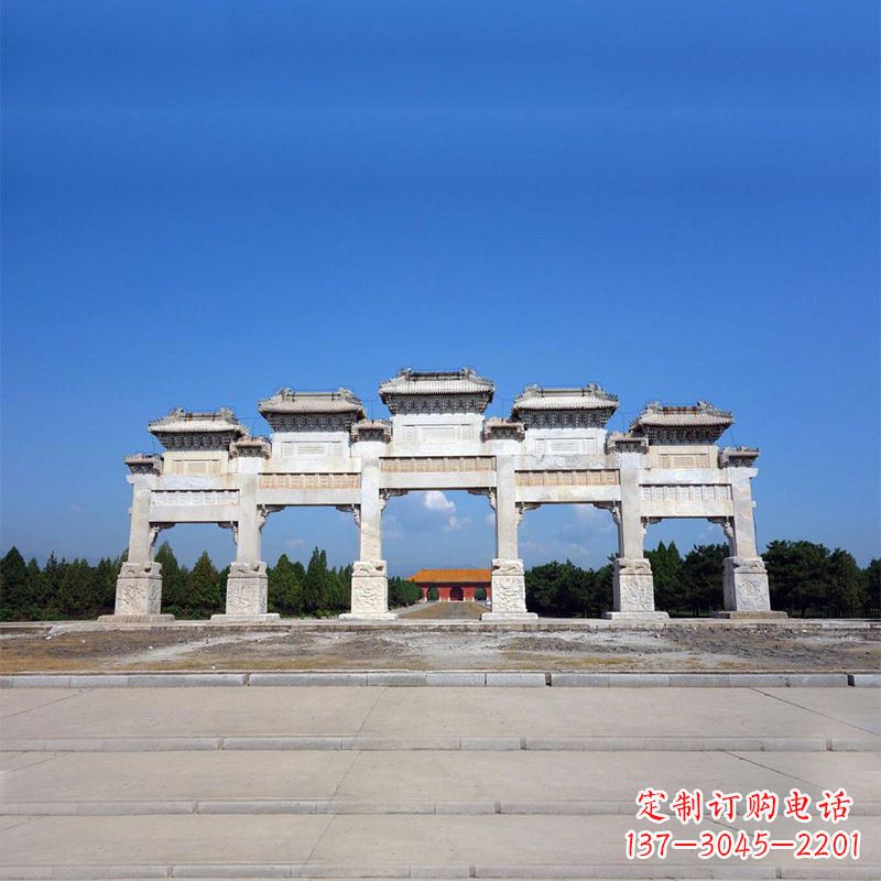 金华景区广场五门石雕牌楼