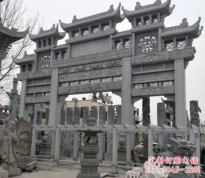金华京中领雕塑:牌坊石雕定制