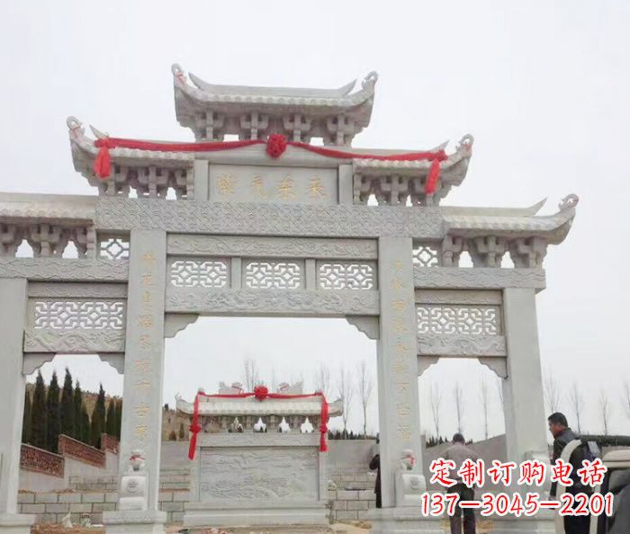 金华景区三门牌坊石雕 (14)