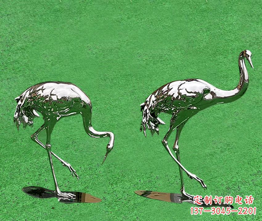 金华镜面不锈钢动物鹤雕塑