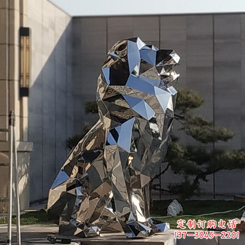 金华现代狮子雕塑,金属时尚与艺术完美结合