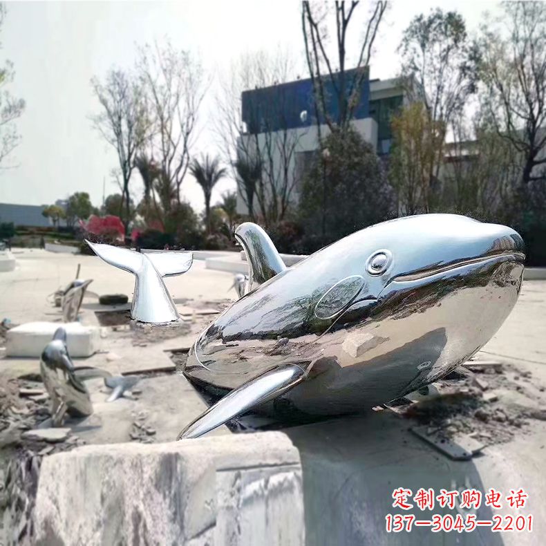 金华奇特美观的镜面不锈钢鲸鱼雕塑