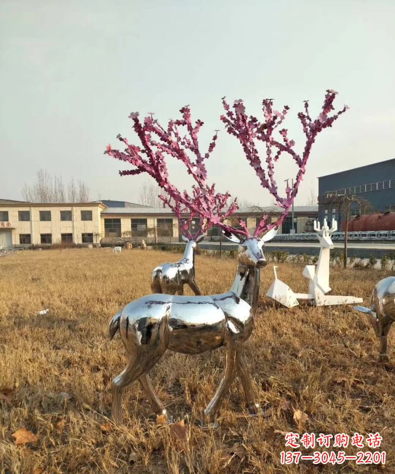 金华镜面不锈钢梅花鹿雕塑,一款极致的雕塑体验