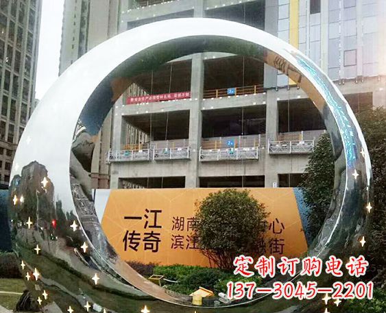 金华镜面不锈钢圆环景观雕塑