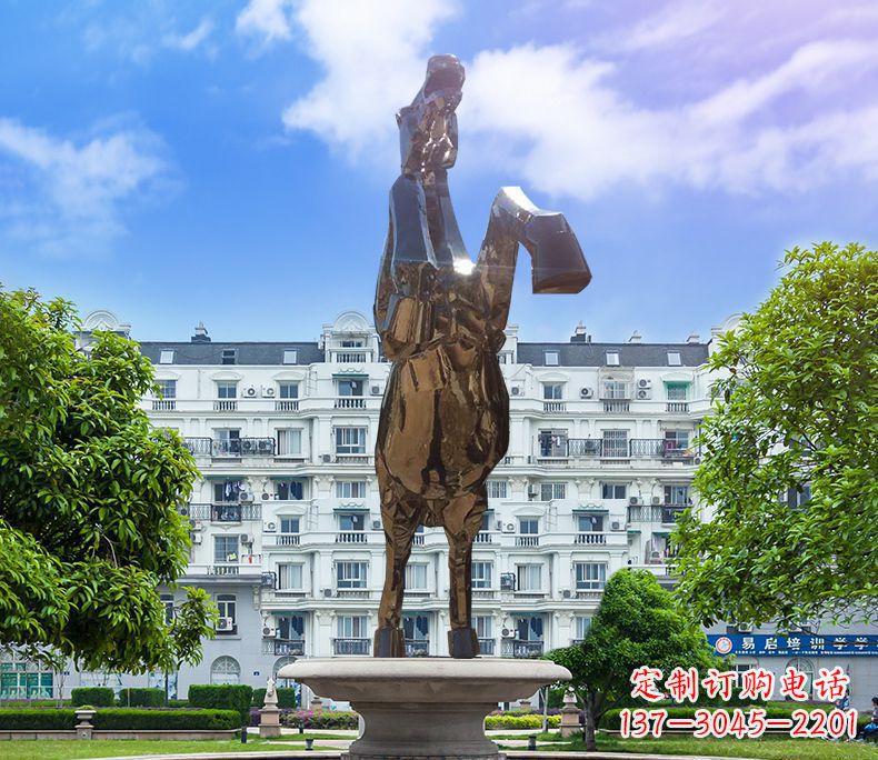 金华镜面城市经典不锈钢奔马塑像