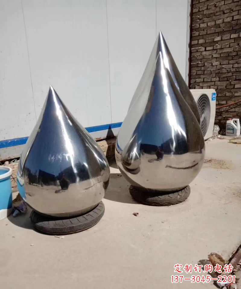 金华镜面不锈钢造型水滴雕塑