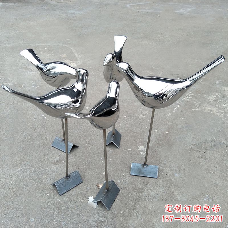 金华全新设计,优雅帅气的不锈钢鸽子草坪雕塑