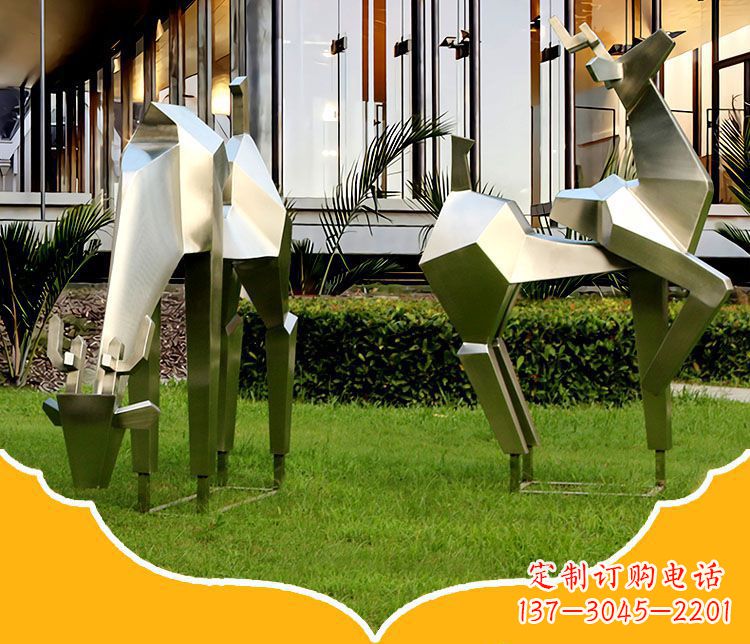 金华镜面福鹿不锈钢雕塑