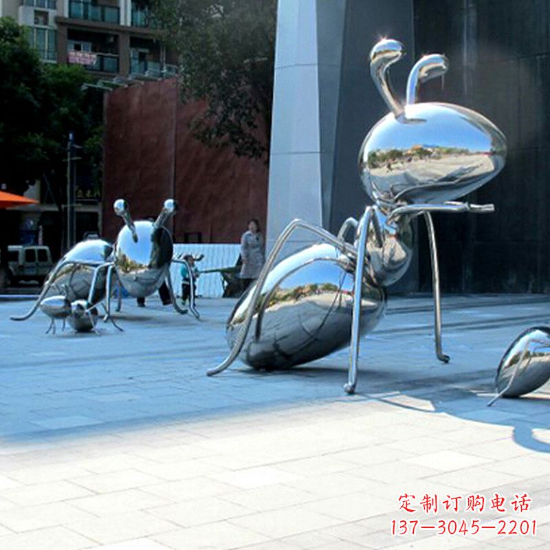 金华镜面蚂蚁不锈钢街道雕塑