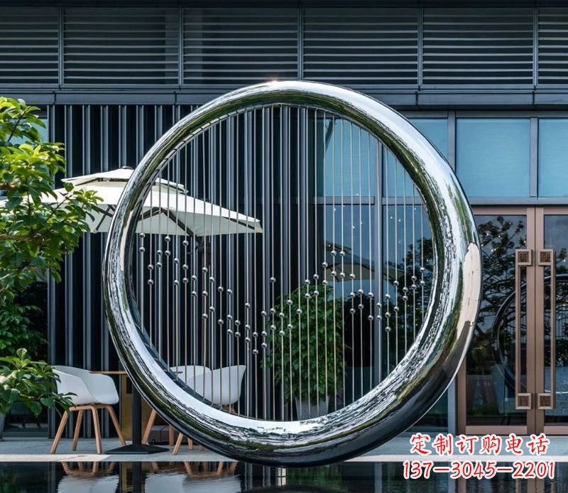 金华精美的镜面不锈钢圆环雕塑