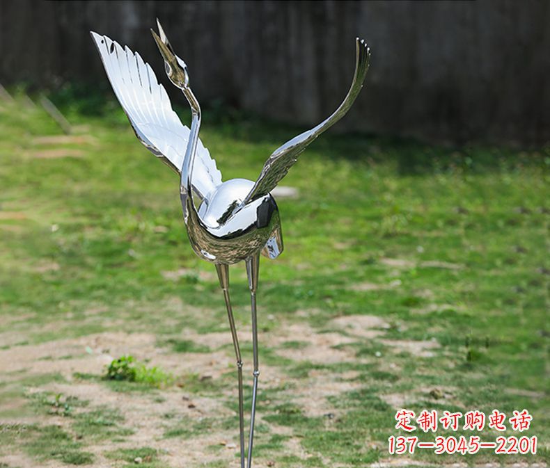金华酒店丹顶鹤展翅不锈钢雕塑112