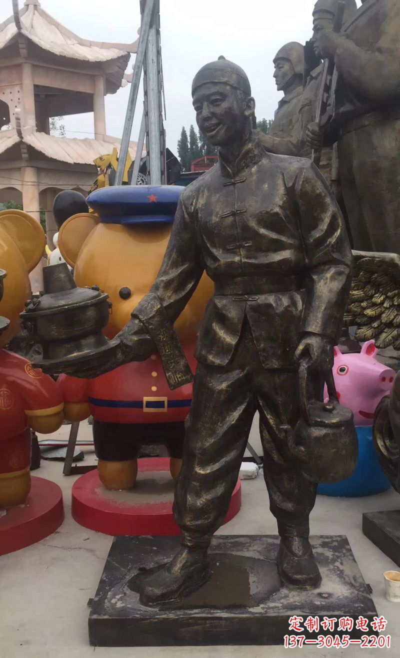 金华酒店店小二人物铜雕