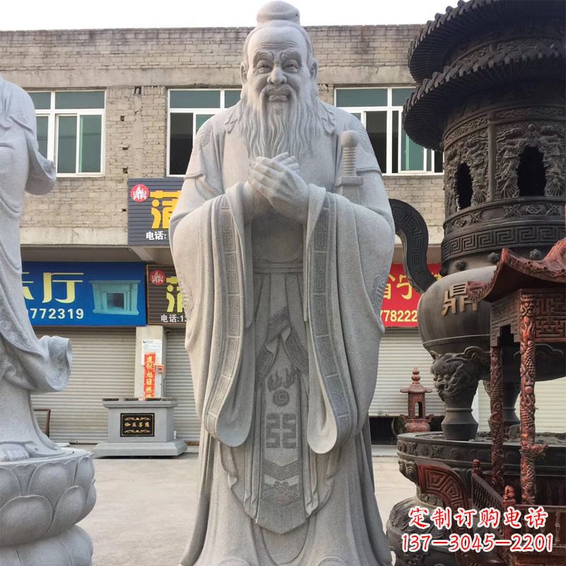 金华传承古典,精美绝伦的孔子石雕头像