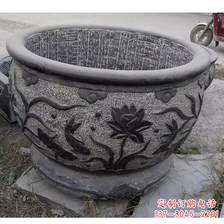 金华传统宁波老青石水缸雕塑
