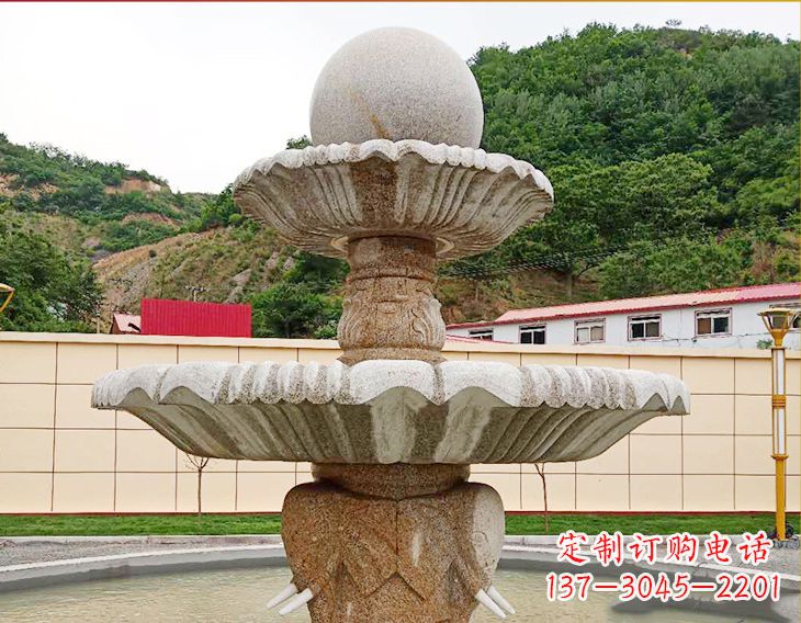 金华精致莲花石雕喷泉,添点艺术气息