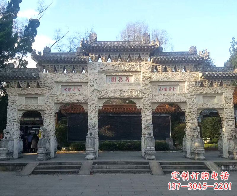 金华传承石雕牌坊楼,领雕塑带来您极致定制