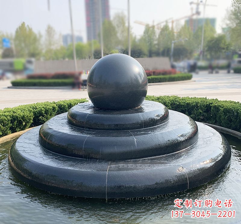 金华临沂石雕风水球喷泉,雕塑定制专属于您