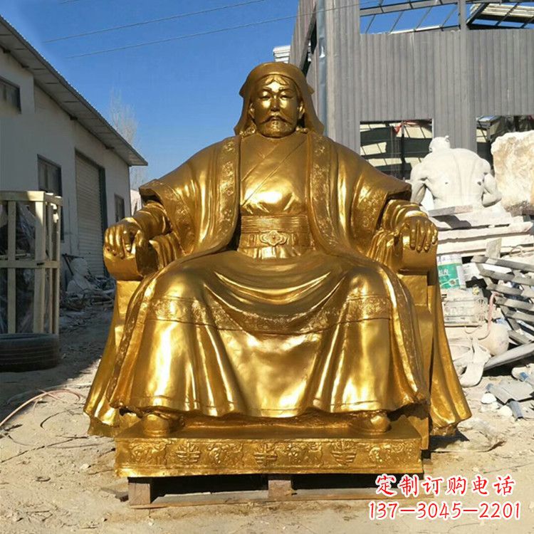 金华精美鎏金成吉思汗雕像,铸就历史精神