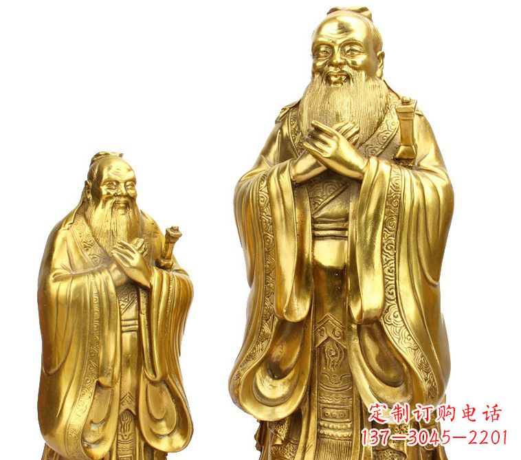 金华鎏金孔子铜雕像