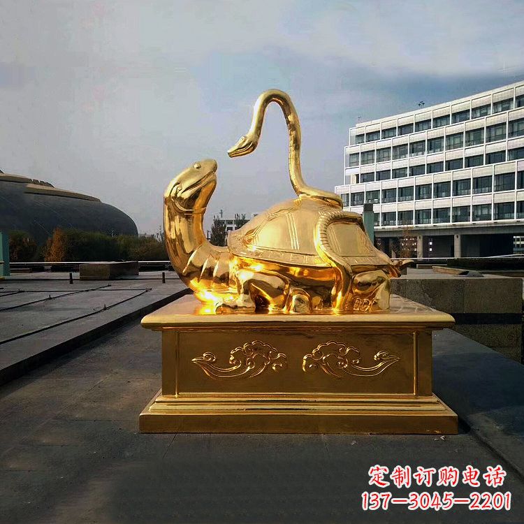 金华鎏金上古神兽玄武动物铜雕塑