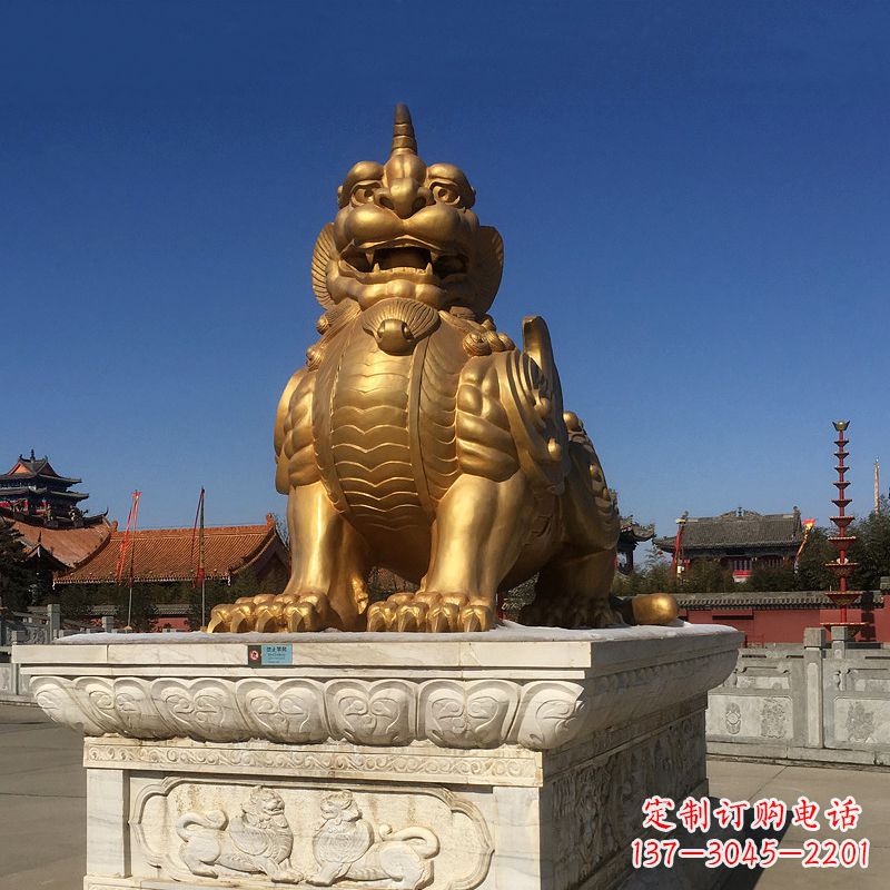 金华鎏金獬豸铜雕,为您提供精美的景观雕塑