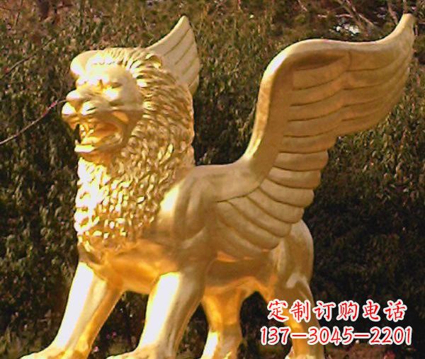 金华鎏金西洋狮子飞狮铜雕,尊贵非凡