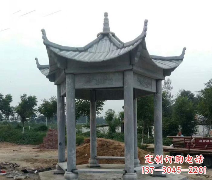 金华六角石雕凉亭 (4)