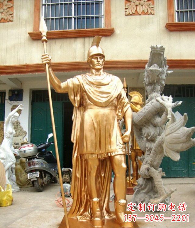 金华罗马勇士玻璃钢仿铜马雕塑