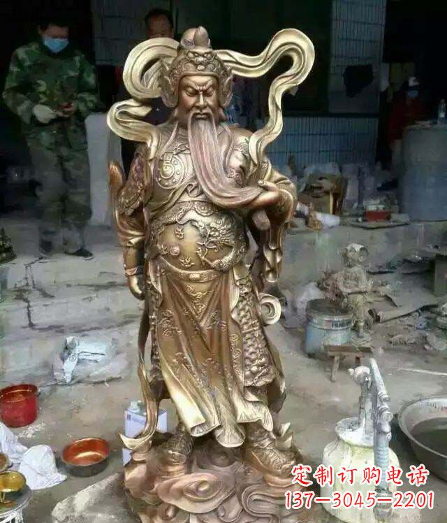 金华捋胡子的关公古代人物铜雕