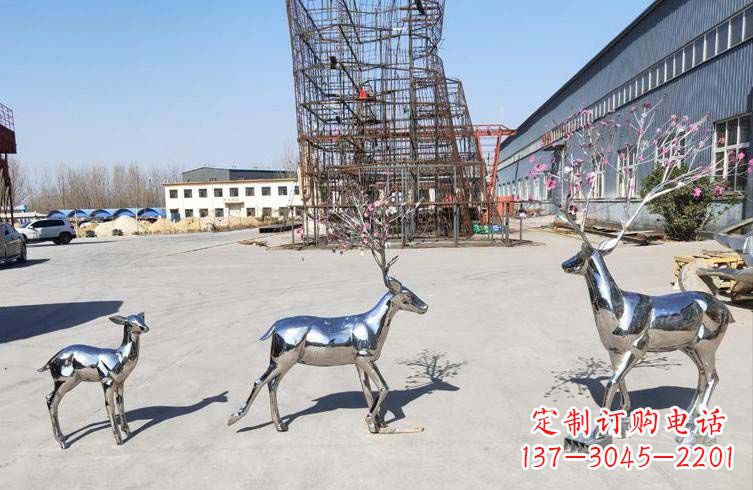 金华梅花鹿不锈钢雕塑,惊艳于众