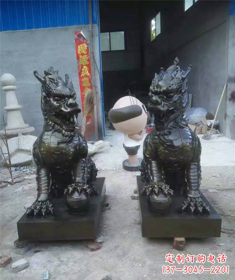 金华中领雕塑——神兽铜雕麒麟护持您的门口