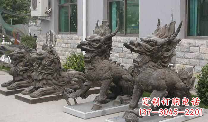 金华招财进宝,麒麟雕塑立足宅门口
