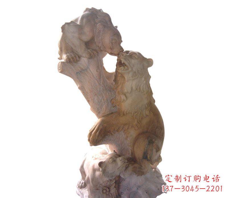 金华母子狗熊石雕公园动物雕塑