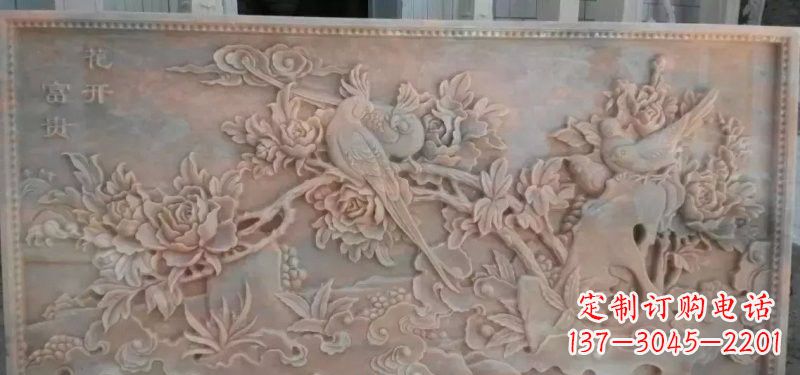 金华美轮美奂的牡丹花石浮雕
