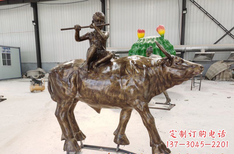金华五大牧童骑牛铜雕塑
