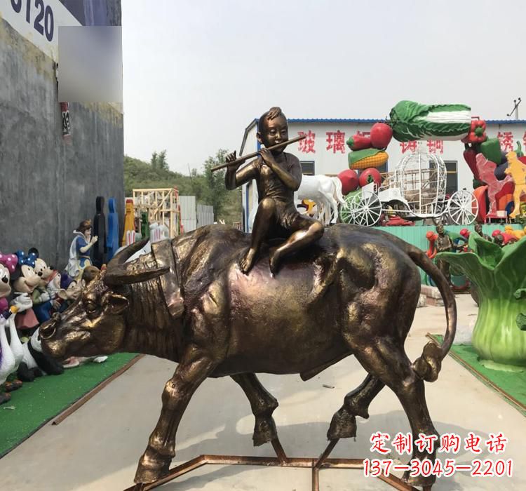 金华牧童骑牛铜雕