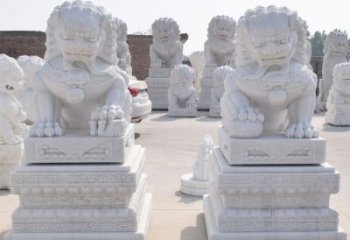 金华汉白玉看门狮子雕塑