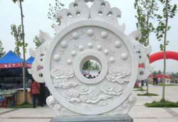 金华精雕细琢汉白玉双龙石门墩雕塑