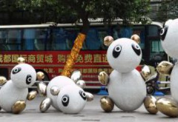 金华中领雕塑：优雅的不锈钢抽象熊猫雕塑