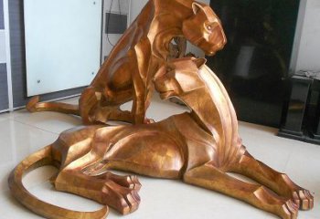 金华草坪广场商场十二生肖铜雕豹塑